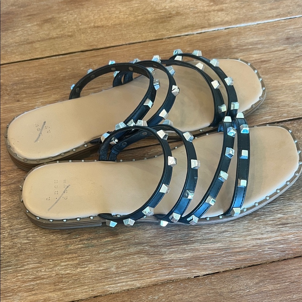 Target Black Sandals with Silver Accents